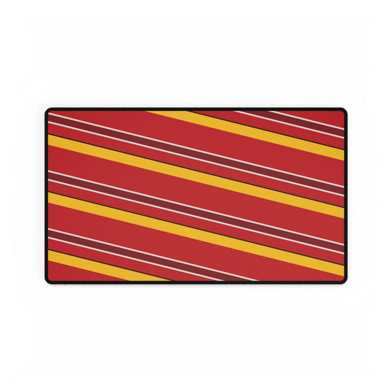 Abstract Racing Stripe Desk Mat, Racing Red Shield Yellow Geometric Desk Pad (Modena Red), Gift for Car Lovers image 10