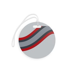 Abstract Racing Stripe Luggage Tag, Silver Racing Red Geometric Bag Tag (Avus Silver), Travel Gift for Him image 6
