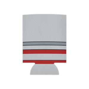 Abstract Racing Stripe Can Cooler, Silver Racing Red Geometric Can Insulator (Avus Silver), Motorsport Gift image 2