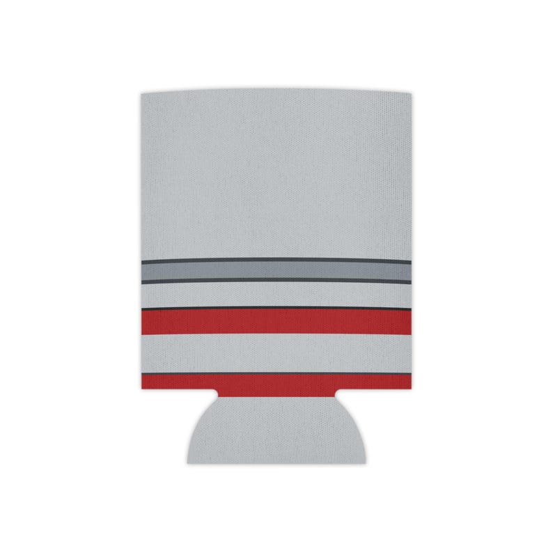 Abstract Racing Stripe Can Cooler, Silver Racing Red Geometric Can Insulator (Avus Silver), Motorsport Gift image 2