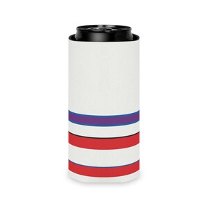 Abstract Racing Stripe Can Cooler, Light Blue Violet Red Geometric Can Insulator (Bavarian Three), Motorsport Gift image 9