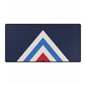 Abstract Racing Stripe Desk Mat, Navy Azure Signal Red Geometric Desk Pad (Riviera Stripe), Gift for Car Lovers Bild 2