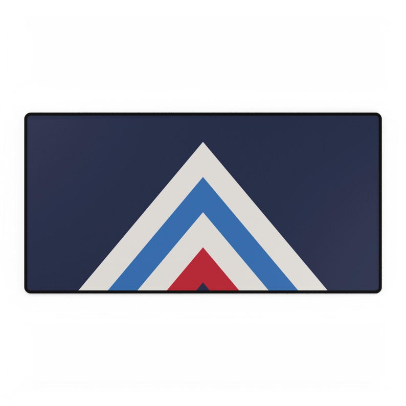 Abstract Racing Stripe Desk Mat, Navy Azure Signal Red Geometric Desk Pad (Riviera Stripe), Gift for Car Lovers Bild 2