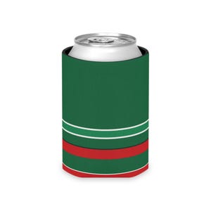 Refroidisseur de canette à rayures de course abstraites, isotherme géométrique vert, blanc et rouge (vert Bathurst), cadeau pour passionnés de sport automobile image 4