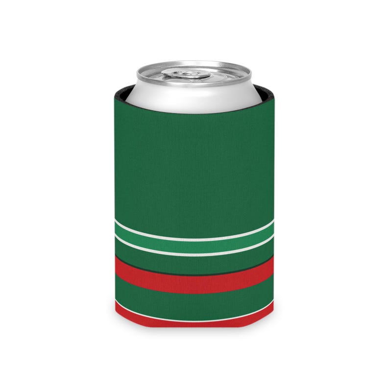 Refroidisseur de canette à rayures de course abstraites, isotherme géométrique vert, blanc et rouge (vert Bathurst), cadeau pour passionnés de sport automobile image 4