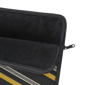 Abstract Racing Stripe Laptop Sleeve, Black Gold Geometric Laptop Case (Midnight and Gold), Gift for Car Lovers image 4