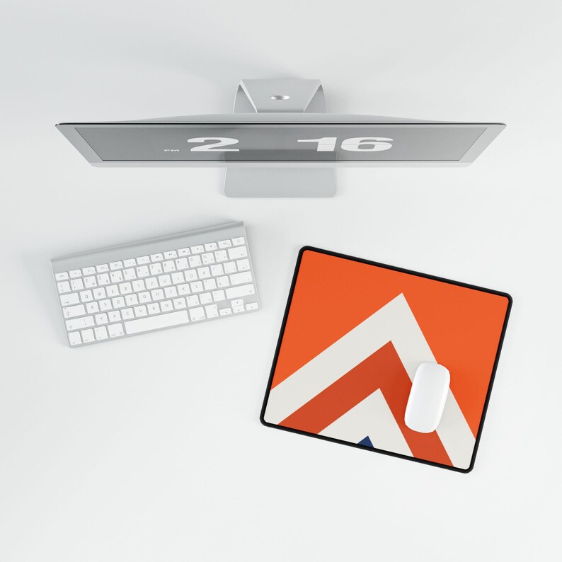 Abstract Racing Stripe Desk Mat, Orange Deep Blue Geometric Desk Pad (Zandvoort Orange), Gift for Car Lovers image 9