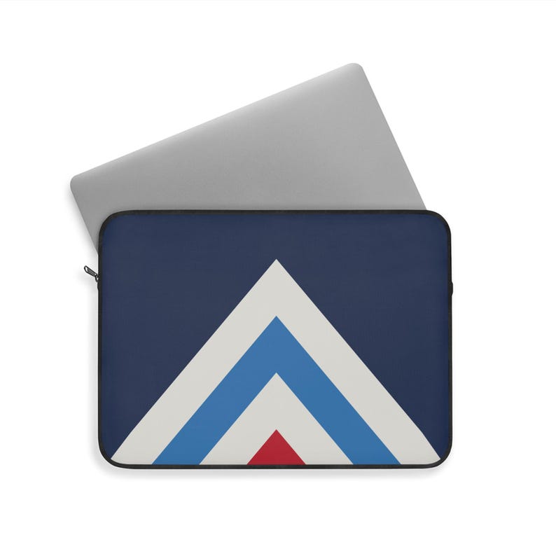 Abstract Racing Stripe Laptop Sleeve, Navy Azure Signal Red Geometric Laptop Case (Riviera Stripe), Gift for Car Lovers image 9