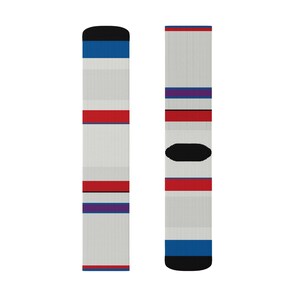 Abstract Racing Stripe Socks, Light Blue Violet Red Novelty Dress Socks (Bavarian Three), Motorsport Gift for Him image 5