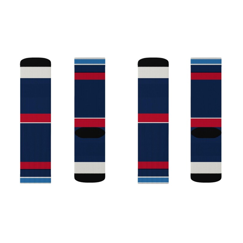 Abstract Racing Stripe Socks, Navy Azure Signal Red Novelty Dress Socks (Riviera Stripe), Motorsport Gift for Him image 11