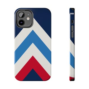 Abstract Racing Stripe Phone Case, Navy Azure Signal Red Geometric Cover (Riviera Stripe), Retro Motorsport Gift image 20