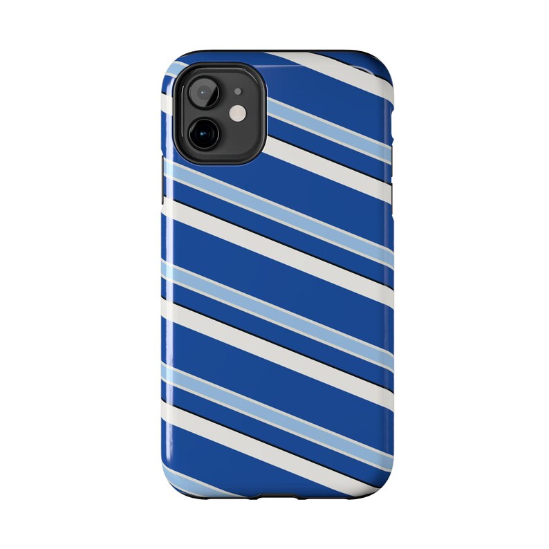 Abstract Racing Stripe Phone Case, French Racing Blue Bone Geometric Cover (Reims Blue), Retro Motorsport Gift image 3