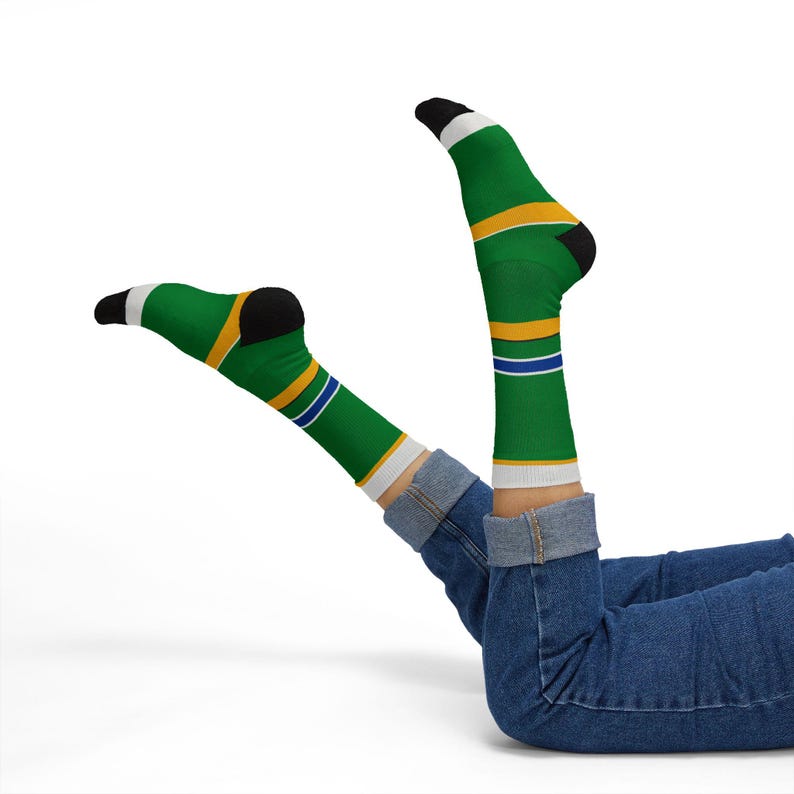 Abstract Racing Stripe Socks, Green Yellow Blue Novelty Dress Socks (Enstone ’92), Motorsport Gift for Him image 8