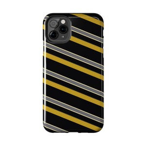 Funda para teléfono con estampado abstracto de rayas de carreras, cubierta geométrica negra y dorada (medianoche y dorado), regalo retro de deportes de motor. imagen 15