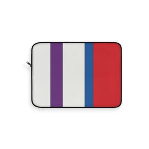 Housse pour ordinateur portable à rayures de course abstraites, étui géométrique bleu clair, violet et rouge (Bavarian Three), cadeau pour les passionnés de voitures image 2