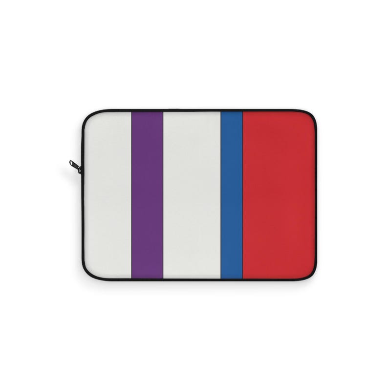 Housse pour ordinateur portable à rayures de course abstraites, étui géométrique bleu clair, violet et rouge (Bavarian Three), cadeau pour les passionnés de voitures image 2