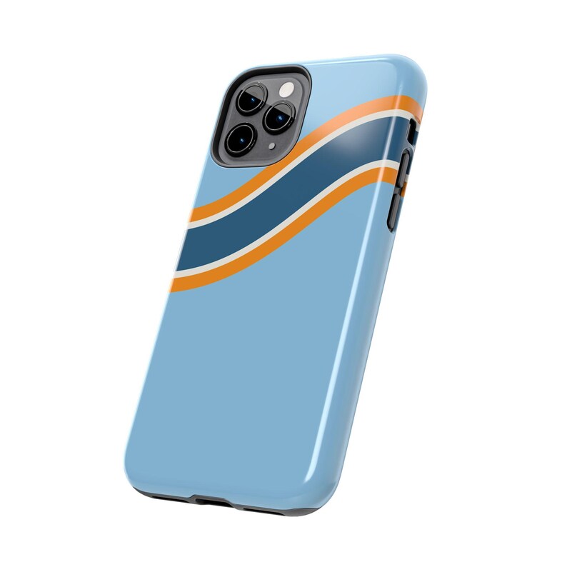Coque de téléphone à rayures de course abstraites, motif géométrique bleu poudré et souci (Sarthe ’68), cadeau rétro sport automobile image 10