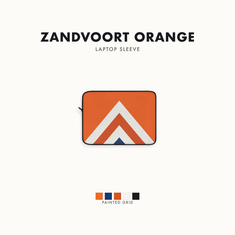 Abstract Racing Stripe Laptop Sleeve, Orange Deep Blue Geometric Laptop Case (Zandvoort Orange), Gift for Car Lovers
