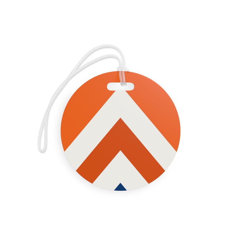 Abstract Racing Stripe Luggage Tag, Orange Deep Blue Geometric Bag Tag (Zandvoort Orange), Travel Gift for Him image 6