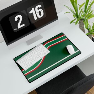 Abstract Racing Stripe Desk Mat, Green White Red Geometric Desk Pad (Bathurst Green), Gift for Car Lovers image 12
