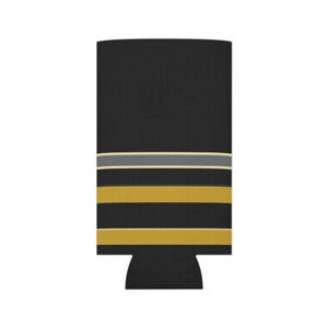 Abstract Racing Stripe Can Cooler, Black Gold Geometric Can Insulator (Midnight and Gold), Motorsport Gift image 6