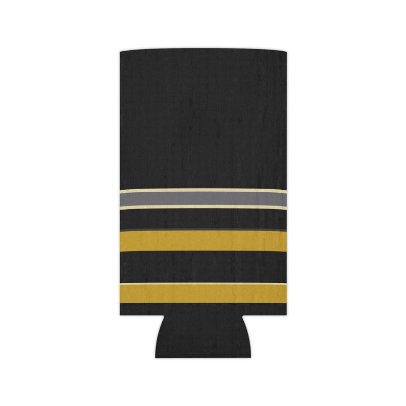 Abstract Racing Stripe Can Cooler, Black Gold Geometric Can Insulator (Midnight and Gold), Motorsport Gift image 6