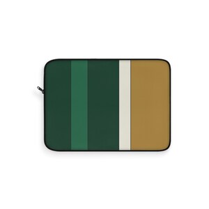 Abstract Racing Stripe Laptop Sleeve, British Racing Green Brass Geometric Laptop Case (Brooklands Green), Gift for Car Lovers imagem 2