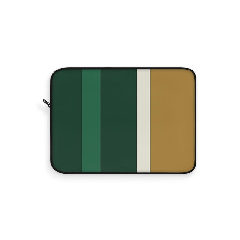 Abstract Racing Stripe Laptop Sleeve, British Racing Green Brass Geometric Laptop Case (Brooklands Green), Gift for Car Lovers imagem 2