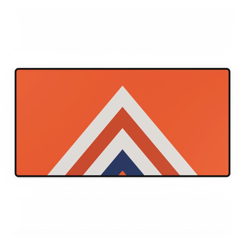 Abstract Racing Stripe Desk Mat, Orange Deep Blue Geometric Desk Pad (Zandvoort Orange), Gift for Car Lovers image 2