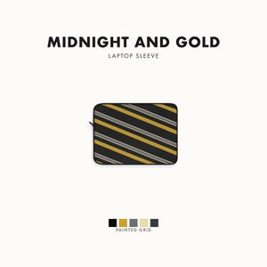 Abstract Racing Stripe Laptop Sleeve, Black Gold Geometric Laptop Case (Midnight and Gold), Gift for Car Lovers image 1