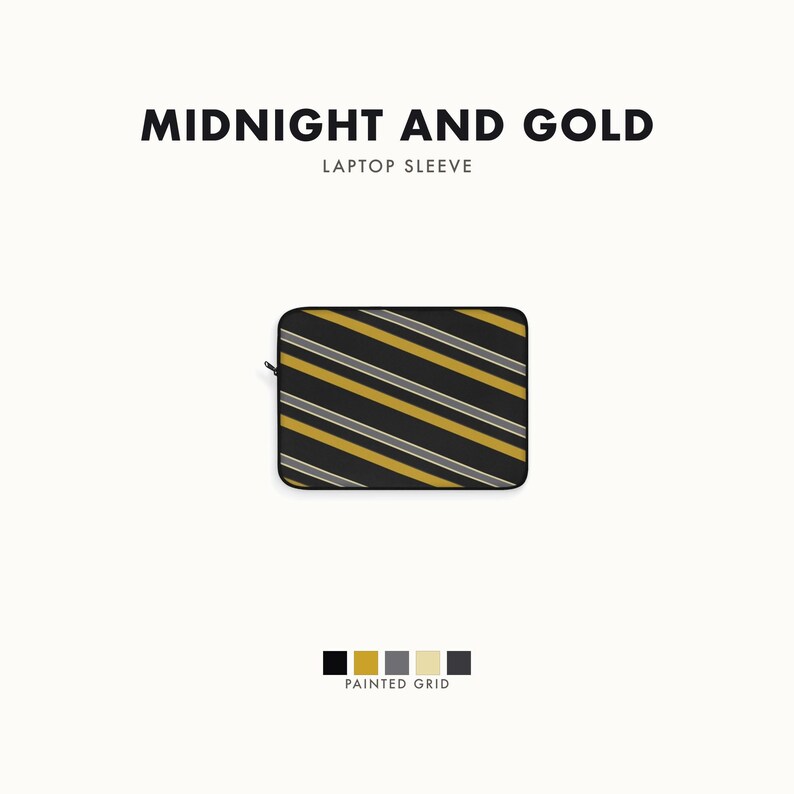 Abstract Racing Stripe Laptop Sleeve, Black Gold Geometric Laptop Case (Midnight and Gold), Gift for Car Lovers image 1
