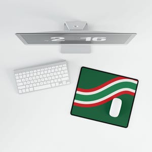 Abstract Racing Stripe Desk Mat, Green White Red Geometric Desk Pad (Bathurst Green), Gift for Car Lovers image 9
