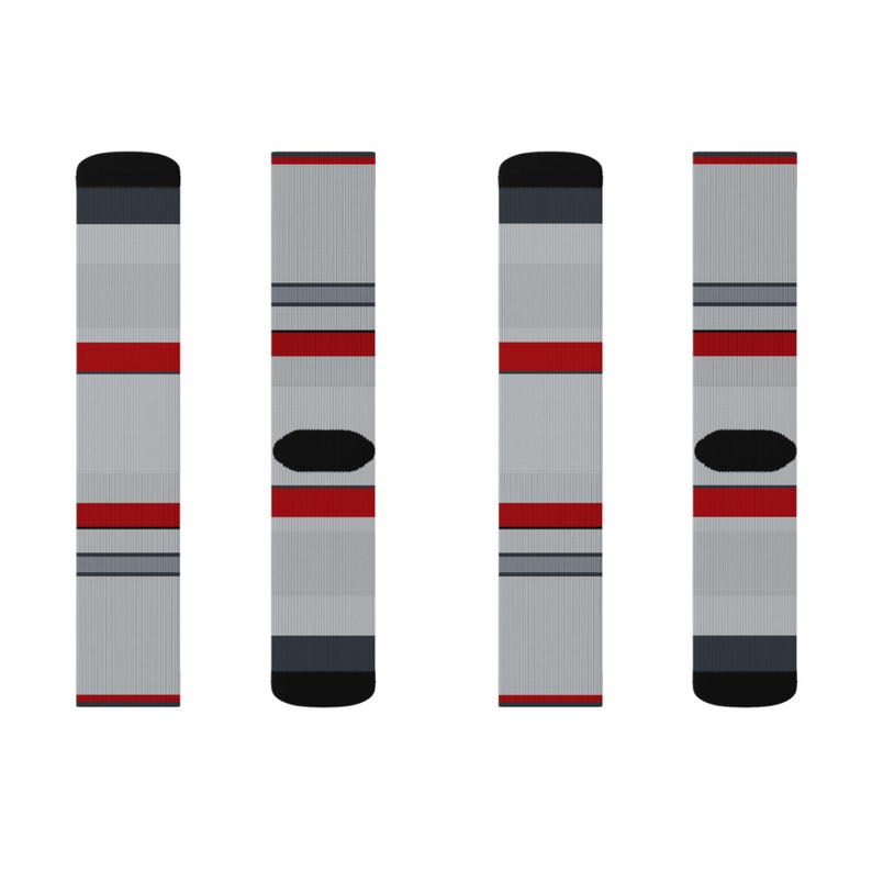Abstract Racing Stripe Socks, Silver Racing Red Novelty Dress Socks (Avus Silver), Motorsport Gift for Him image 7