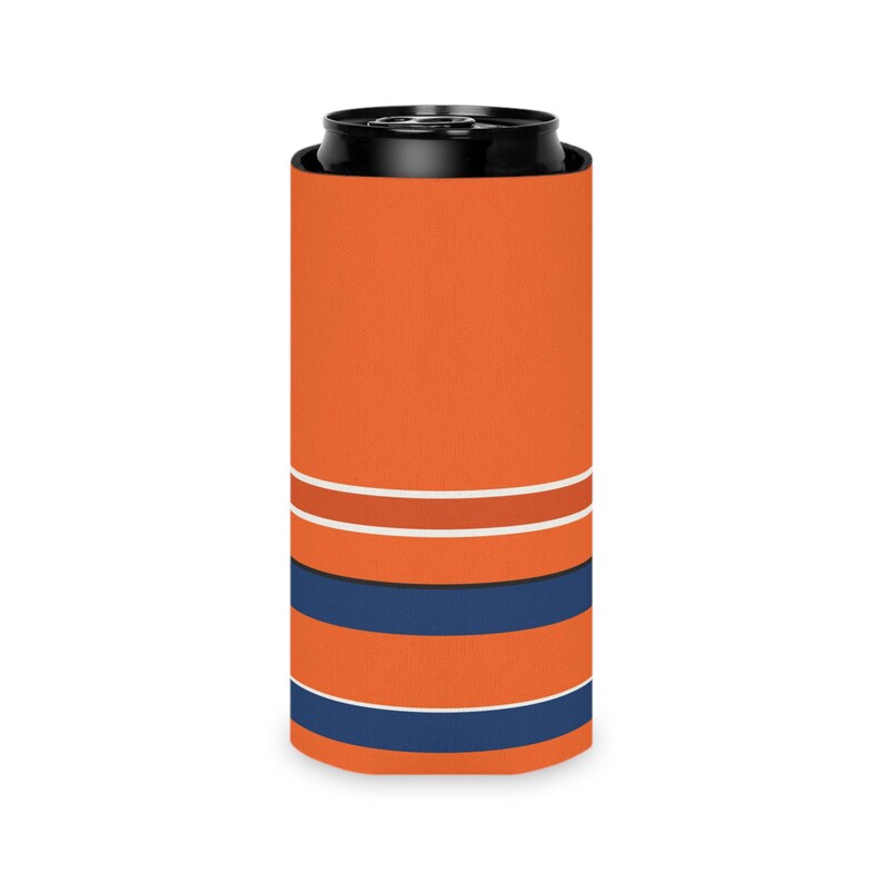 Abstract Racing Stripe Can Cooler, Orange Deep Blue Geometric Can Insulator (Zandvoort Orange), Motorsport Gift image 9