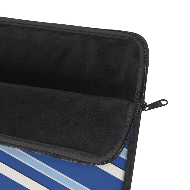 Abstract Racing Stripe Laptop Sleeve, French Racing Blue Bone Geometric Laptop Case (Reims Blue), Gift for Car Lovers image 4