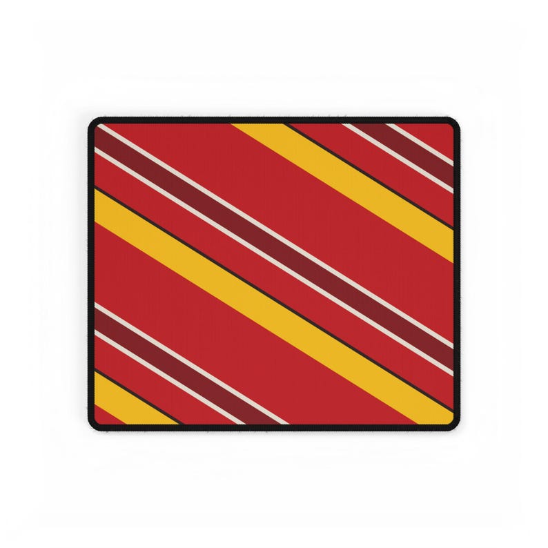 Abstract Racing Stripe Desk Mat, Racing Red Shield Yellow Geometric Desk Pad (Modena Red), Gift for Car Lovers image 6