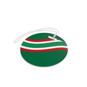 Abstract Racing Stripe Luggage Tag, Green White Red Geometric Bag Tag (Bathurst Green), Travel Gift for Him image 8