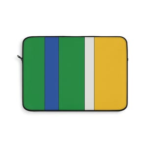 Abstract Racing Stripe Laptop Sleeve, Green Yellow Blue Geometric Laptop Case (Enstone ’92), Gift for Car Lovers image 3