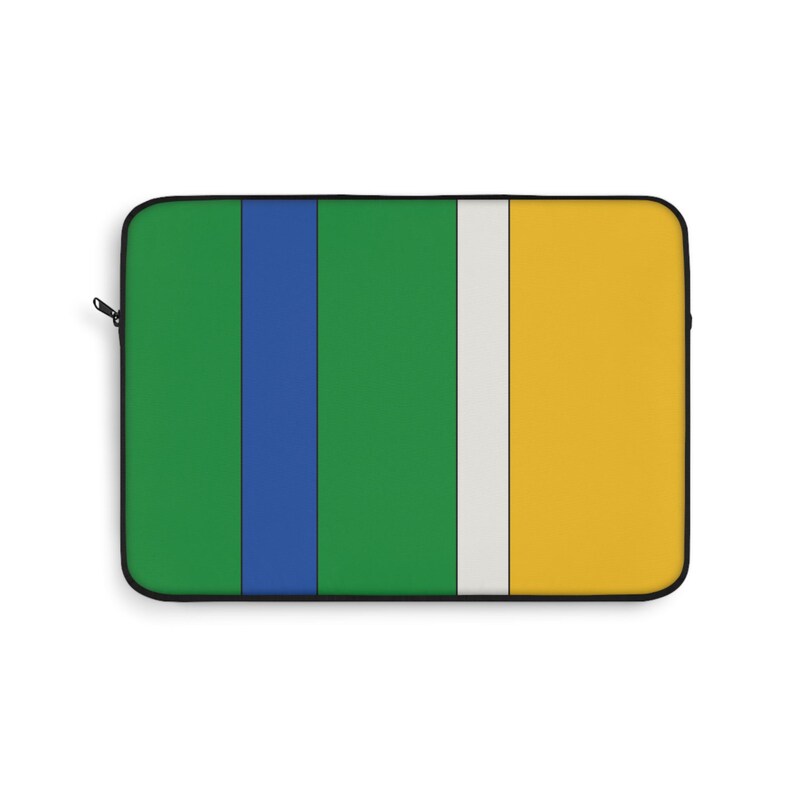 Abstract Racing Stripe Laptop Sleeve, Green Yellow Blue Geometric Laptop Case (Enstone ’92), Gift for Car Lovers image 3