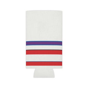 Abstract Racing Stripe Can Cooler, Light Blue Violet Red Geometric Can Insulator (Bavarian Three), Motorsport Gift image 7