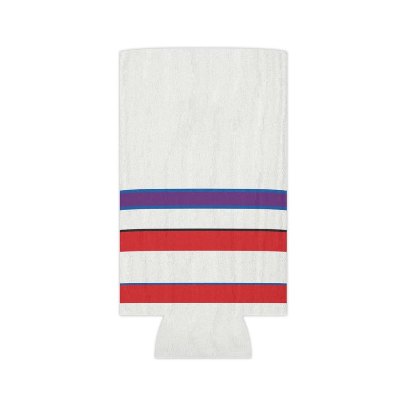 Abstract Racing Stripe Can Cooler, Light Blue Violet Red Geometric Can Insulator (Bavarian Three), Motorsport Gift image 7
