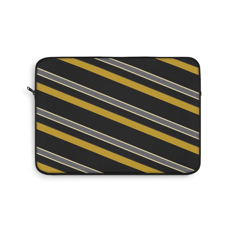 Abstract Racing Stripe Laptop Sleeve, Black Gold Geometric Laptop Case (Midnight and Gold), Gift for Car Lovers image 5