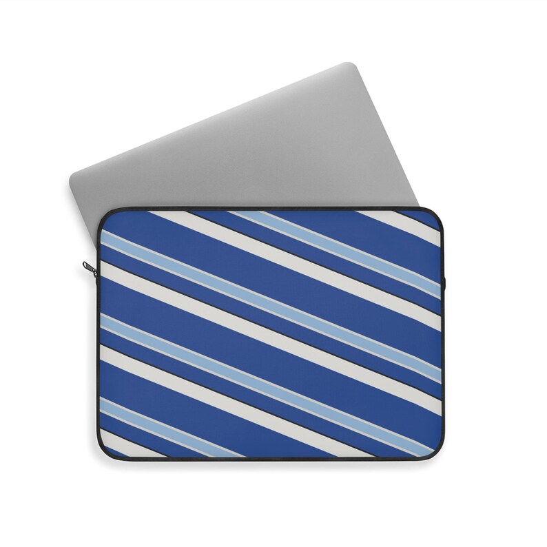 Abstract Racing Stripe Laptop Sleeve, French Racing Blue Bone Geometric Laptop Case (Reims Blue), Gift for Car Lovers image 9
