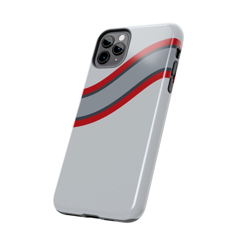 Coque de téléphone à rayures abstraites, motif géométrique argent et rouge (Avus Silver), cadeau rétro sport automobile image 16