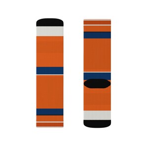 Socken mit abstraktem Rennstreifen, orange-dunkelblaue Socken mit originellem Design (Zandvoort Orange), Motorsport-Geschenk für ihn Bild 12
