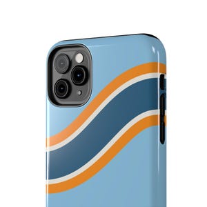 Coque de téléphone à rayures de course abstraites, motif géométrique bleu poudré et souci (Sarthe ’68), cadeau rétro sport automobile image 17