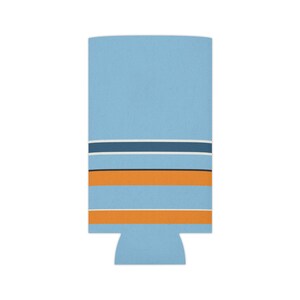 Abstract Racing Stripe Can Cooler, Powder Blue Marigold Geometric Can Insulator (Sarthe ’68), Motorsport Gift image 7