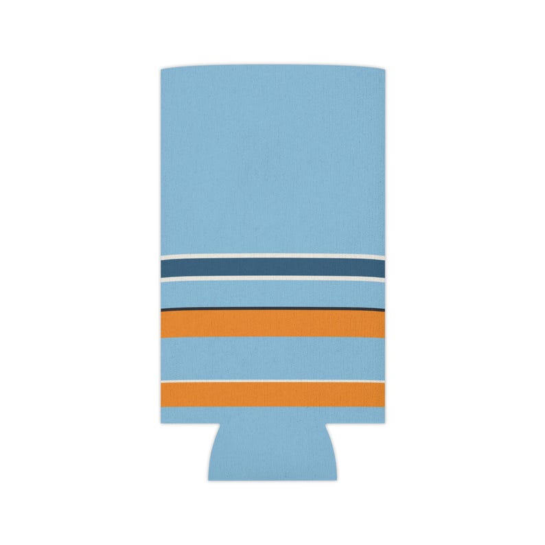 Abstract Racing Stripe Can Cooler, Powder Blue Marigold Geometric Can Insulator (Sarthe ’68), Motorsport Gift image 7