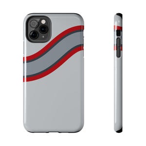 Coque de téléphone à rayures abstraites, motif géométrique argent et rouge (Avus Silver), cadeau rétro sport automobile image 14