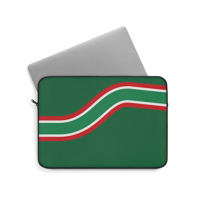 Abstract Racing Stripe Laptop Sleeve, Green White Red Geometric Laptop Case (Bathurst Green), Gift for Car Lovers image 6